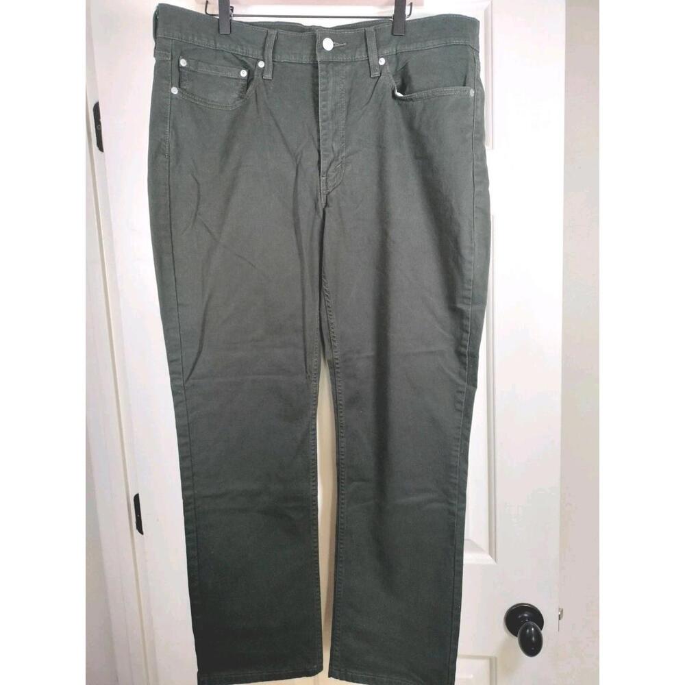 Levi’s 514 Straight Fit Pants Mens 38x32( 30.5) Olive Chino Twill Waterless